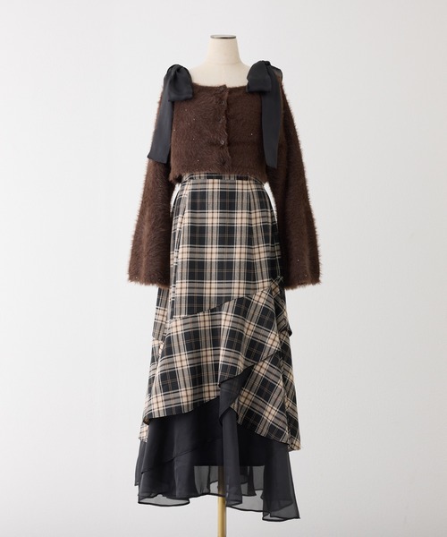 one after another NICE CLAUP（ワンアフターアナザーナイスクラップ）の「【ＨolidayCollection】ニットセットマーメイドワンピース（ワンピース・レディース・チャコールグレー/アイボリー/ブラウン系その他/ホワイト系その他・FREE）」の13枚目の写真