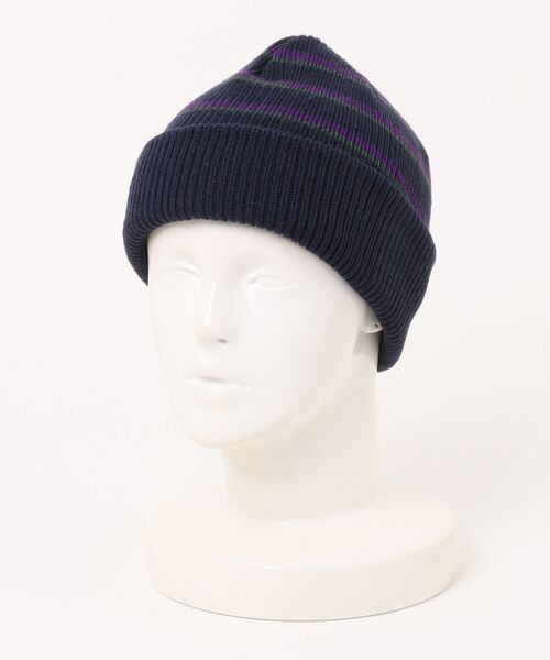 BACK NUMBER(バックナンバー)の「【BACK NUMBER】マルチボーダーアクリルニットワッチ (ユニセックス/軽量素材/保温性)(ニットキャップ/ビーニー・メンズ・ネイビー/ブラウン/ブラック・フリー)」の6枚目の写真