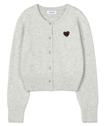 CNVS（ベティ ブープ）の「Betty Boop Heart Round Neck Crop Cardigan_Light Gray（カーディガン/ボレロ）」