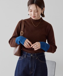 AMERICAN HOLIC | バイパチ袖配色リブニットプルオーバー(ニット/セーター)