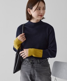 AMERICAN HOLIC | バイパチ袖配色リブニットプルオーバー(ニット/セーター)