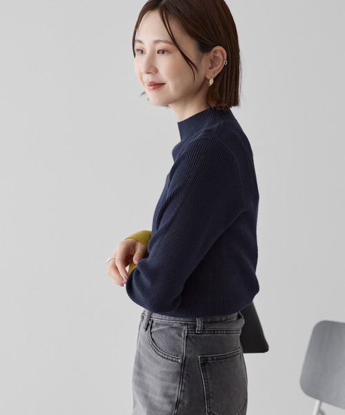 AMERICAN HOLIC（アメリカンホリック）の「バイパチ袖配色リブニットプルオーバー（ニット/セーター・レディース・チャコールグレー/ライトグレー/ブラウン/ダークネイビー・M/L）」の14枚目の写真