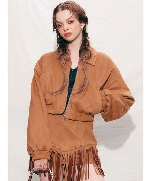 EVRIS(エヴリス)の「フェイクスウェードボリュームショートブルゾン【セットアップ着用可能】(ブルゾン・レディース・ブラック/ブラウン・FREE)」の22枚目の写真