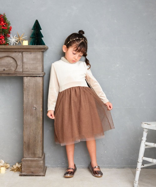 Rora（ローラ）の「セリーナ ドッキングワンピース（ワンピース・キッズ・モカ・110cm/120cm/130cm/140cm）」の6枚目の写真