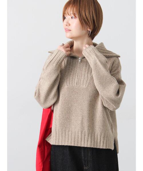 Lugnoncure（ルノンキュール）の「カラーネップハーフジップニット（ニット/セーター・レディース・ベージュ/チャコールグレー/グレー・F）」の3枚目の写真