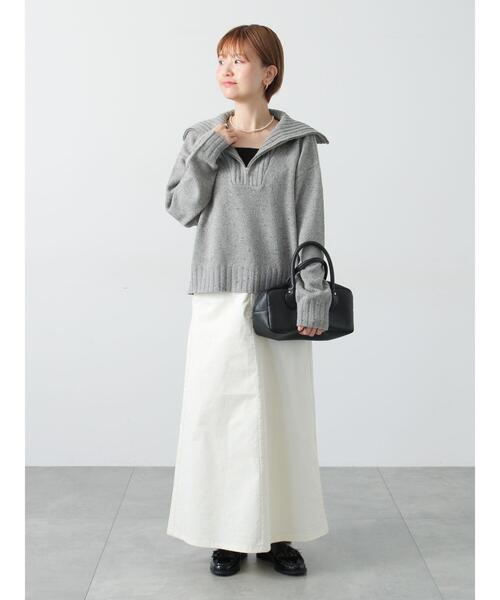 Lugnoncure（ルノンキュール）の「カラーネップハーフジップニット（ニット/セーター・レディース・ベージュ/チャコールグレー/グレー・F）」の4枚目の写真