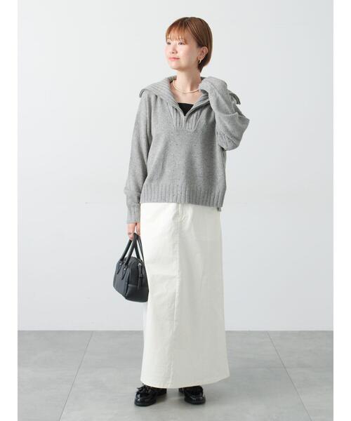 Lugnoncure（ルノンキュール）の「カラーネップハーフジップニット（ニット/セーター・レディース・ベージュ/チャコールグレー/グレー・F）」の5枚目の写真