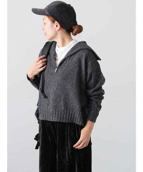 Lugnoncure（ルノンキュール）の「カラーネップハーフジップニット（ニット/セーター・レディース・ベージュ/チャコールグレー/グレー・F）」の9枚目の写真