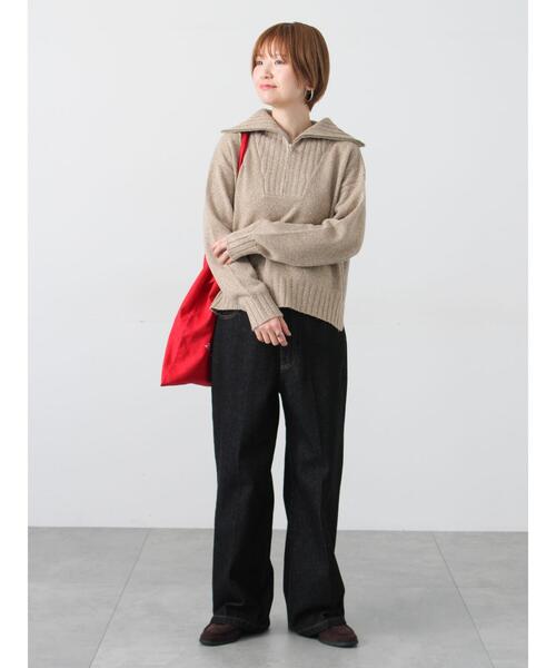 Lugnoncure（ルノンキュール）の「カラーネップハーフジップニット（ニット/セーター・レディース・ベージュ/チャコールグレー/グレー・F）」の10枚目の写真