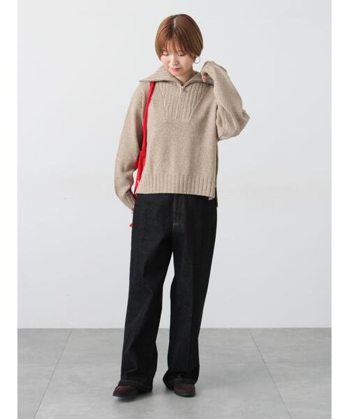 Lugnoncure（ルノンキュール）の「カラーネップハーフジップニット（ニット/セーター・レディース・ベージュ/チャコールグレー/グレー・F）」の11枚目の写真