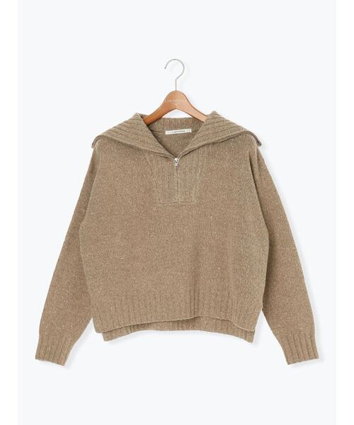 Lugnoncure（ルノンキュール）の「カラーネップハーフジップニット（ニット/セーター・レディース・ベージュ/チャコールグレー/グレー・F）」の14枚目の写真