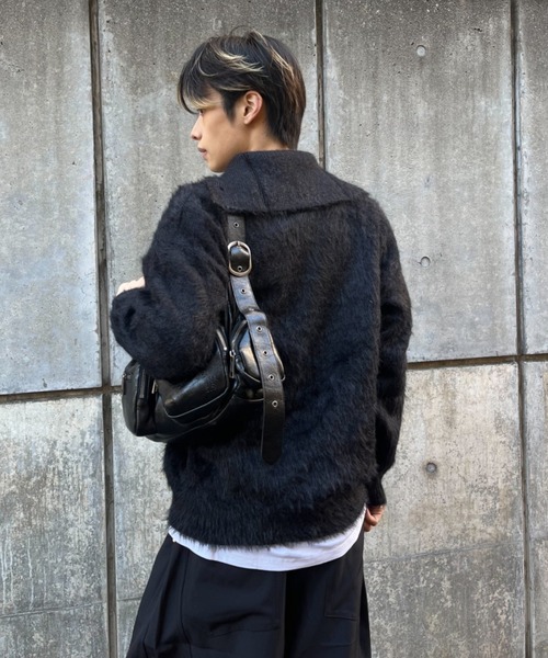 lilful（リルフル）の「ハーフボタンハイネックシャギーニット（ニット/セーター・メンズ・ブラック/アイボリー・M）」の16枚目の写真