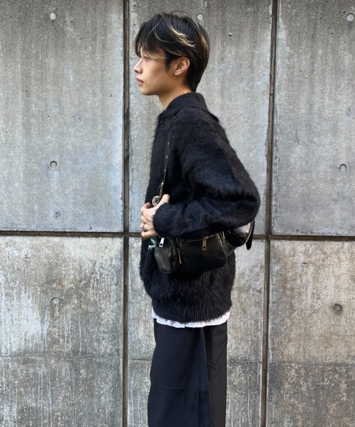 lilful（リルフル）の「ハーフボタンハイネックシャギーニット（ニット/セーター・メンズ・ブラック/アイボリー・M）」の17枚目の写真