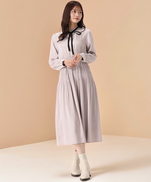 MISCH MASCH(ミッシュマッシュ)の「配色リボンプリーツシフォンワンピース(ワンピース・レディース・ネイビー/ピンク/ブルー・S/M)」の2枚目の写真