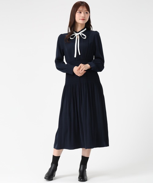 MISCH MASCH(ミッシュマッシュ)の「配色リボンプリーツシフォンワンピース(ワンピース・レディース・ネイビー/ピンク/ブルー・S/M)」の5枚目の写真