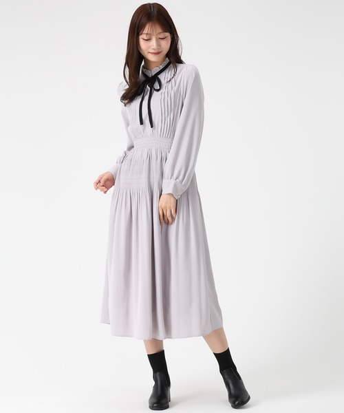 MISCH MASCH(ミッシュマッシュ)の「配色リボンプリーツシフォンワンピース(ワンピース・レディース・ネイビー/ピンク/ブルー・S/M)」の6枚目の写真