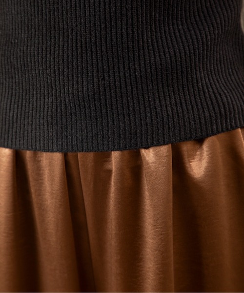 MILLION CARATS（ミリオンカラッツ）の「【伸びやかリブ＆レイヤード見えで即こなれ】縦リブの細見えと配色ビスチェ風デザインが今っぽい大人カジュアル！オンオフどちらも着回せて、体型カバーと女っぽさを両立する優秀ニット（ニット/セーター・レディース・グレー/ブラウン/オフホワイト・FREE）」の21枚目の写真