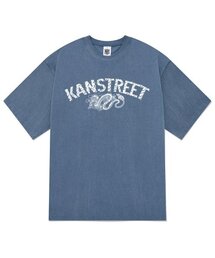 KTPN0170 レタリングドラゴンピグメント半袖Tシャツ - ブルー