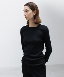 WスピマコットンロングスリーブTシャツ BLACK