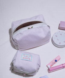 LEMASQUE（ルマスク）の「ファブリック四角ポーチハートパンチピンクL（ポーチ）」