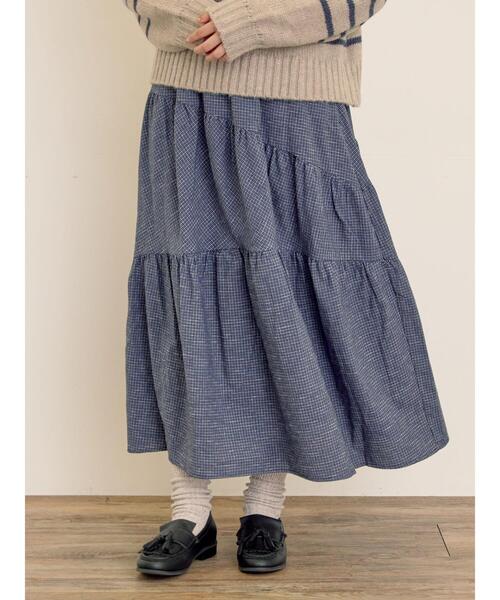 チェック柄変形ティアードスカート（スカート）｜Samansa Mos2