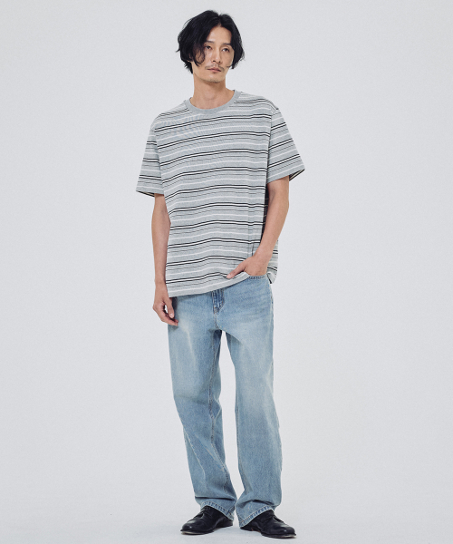 SHIRTER（シャーター）の「FINE STRIPE T-SHIRT (STRIPE GREY)（Tシャツ/カットソー・メンズ・その他・SMALL/MEDIUM/LARGE）」の5枚目の写真