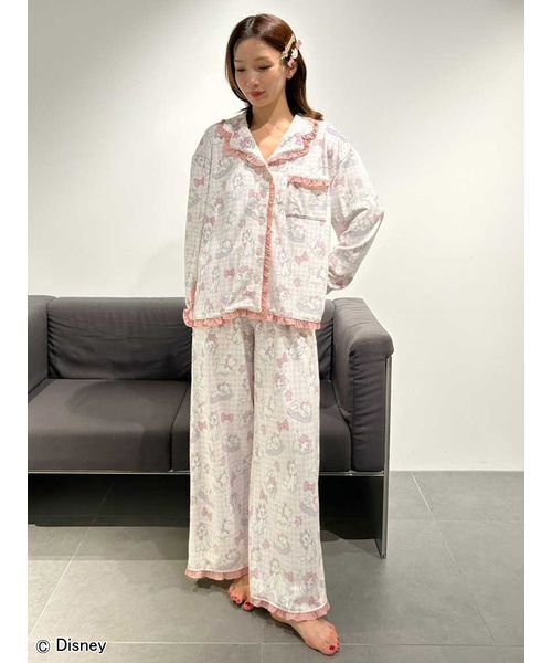 スナイデルホーム The Aristocats 総柄シャツ パジャマ ルームウェア SNIDEL  送料無料 The Aristocats】総柄ロングパンツ（ルームウェア/パジャマ）｜SNIDEL