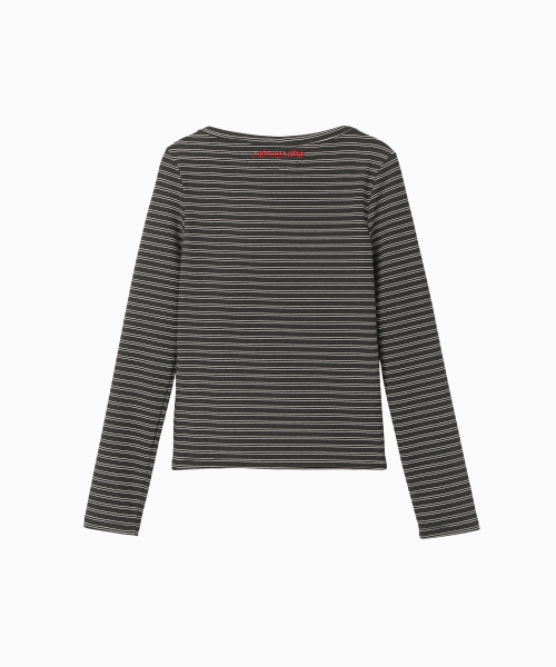 MENASOO(ミナス)の「Brushed Striped Boatneck Long T Shirt_Black(Tシャツ/カットソー・レディース・ブラック・F)」の10枚目の写真