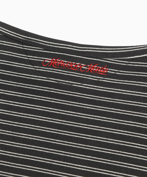 MENASOO(ミナス)の「Brushed Striped Boatneck Long T Shirt_Black(Tシャツ/カットソー・レディース・ブラック・F)」の3枚目の写真