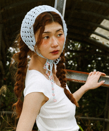 NAKED SURF CLUB（ネイキッドサーフクラブ）の「Flower Crochet Bonnet (Sky Blue)（キャップ）」