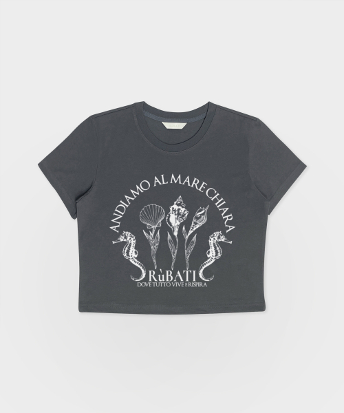 RUBATI(ルバティ)の「シェルフラワークロップTシャツ_チャコール(Tシャツ/カットソー・レディース・その他・size2/size1)」の2枚目の写真