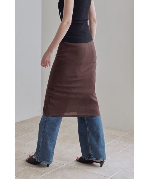 AFTERHOURS(アフターアワーズ)の「BUTTON UP LAYERED MIDI SKIRT (BROWN)(スカート・レディース・その他・FREE)」の2枚目の写真
