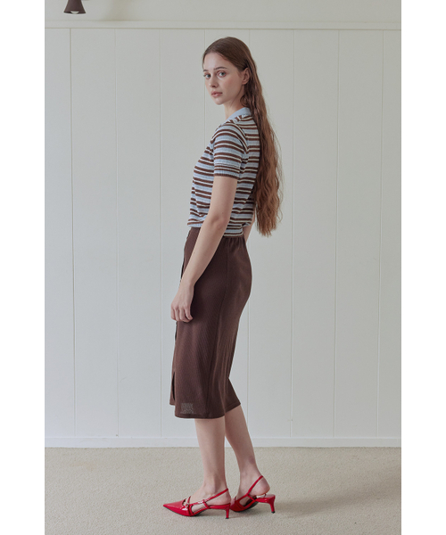 AFTERHOURS(アフターアワーズ)の「BUTTON UP LAYERED MIDI SKIRT (BROWN)(スカート・レディース・その他・FREE)」の5枚目の写真