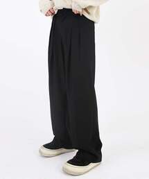 VOIEBIT（ブアビット）の「V103 ダブルピンタックワイドスラックス (ブラック)（スラックス）」