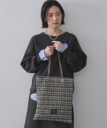 OPAQUE.CLIP | ツイードコンビチェーンショルダートートバッグ【A4サイズ対応】(トートバッグ)