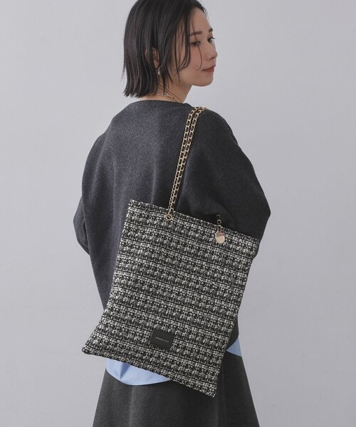 OPAQUE.CLIP（オペークドットクリップ）の「ツイードコンビチェーンショルダートートバッグ【A4サイズ対応】（トートバッグ・レディース・ピンク系/ブラック・00）」の3枚目の写真