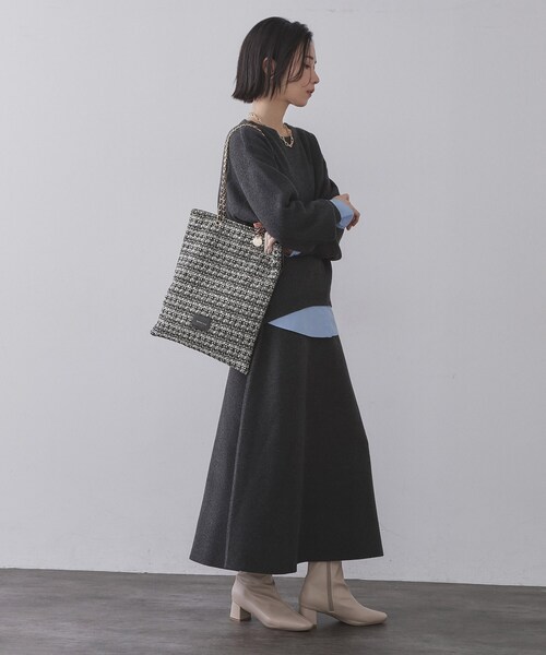 OPAQUE.CLIP（オペークドットクリップ）の「ツイードコンビチェーンショルダートートバッグ【A4サイズ対応】（トートバッグ・レディース・ピンク系/ブラック・00）」の4枚目の写真