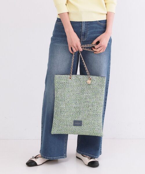 OPAQUE.CLIP（オペークドットクリップ）の「ツイードコンビチェーンショルダートートバッグ【A4サイズ対応】（トートバッグ・レディース・ピンク系/ブラック・00）」の7枚目の写真