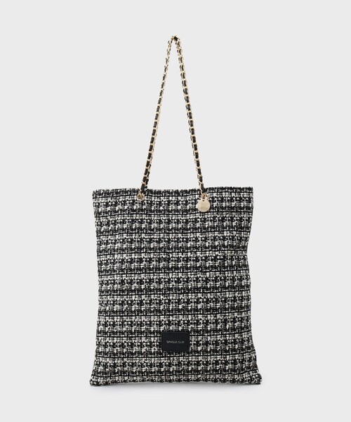 OPAQUE.CLIP（オペークドットクリップ）の「ツイードコンビチェーンショルダートートバッグ【A4サイズ対応】（トートバッグ・レディース・ピンク系/ブラック・00）」の9枚目の写真