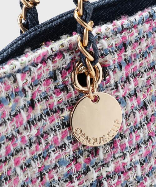 OPAQUE.CLIP（オペークドットクリップ）の「ツイードコンビチェーンショルダートートバッグ【A4サイズ対応】（トートバッグ・レディース・ピンク系/ブラック・00）」の21枚目の写真