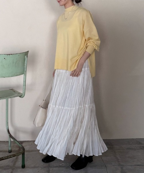 Doux archives（ドゥアルシーヴ）の「ハイネックサイドスリットニットプルオーバー（ニット/セーター・レディース・オフホワイト/シルバーグレー/イエロー・FREE）」の6枚目の写真
