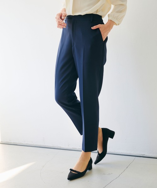 CROSS FUNCTION(クロスファンクション)の「《洗える・シワになりにくい》正解テーパードパンツ 5サイズ展開【CROSS FUNCTION/クロスファンクション】(スラックス・レディース・ネイビー/ブラック/ライトベージュ・7号/9号/11号/13号/15号)」の1枚目の写真