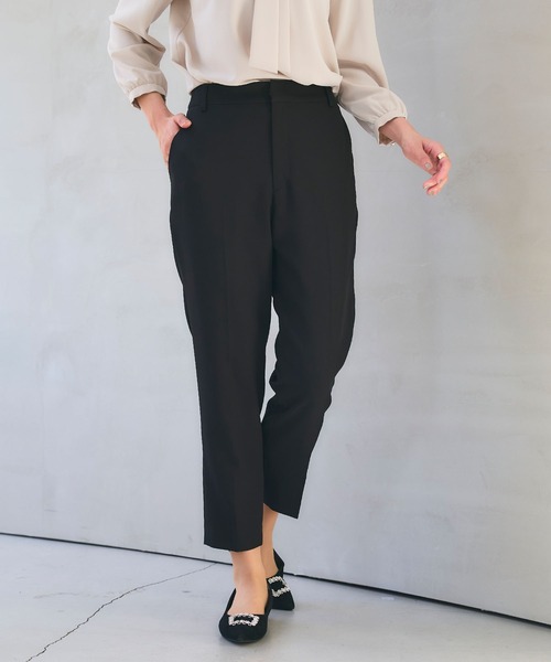 CROSS FUNCTION(クロスファンクション)の「《洗える・シワになりにくい》正解テーパードパンツ 5サイズ展開【CROSS FUNCTION/クロスファンクション】(スラックス・レディース・ネイビー/ブラック/ライトベージュ・7号/9号/11号/13号/15号)」の2枚目の写真