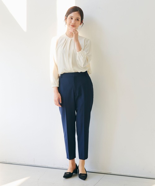 CROSS FUNCTION(クロスファンクション)の「《洗える・シワになりにくい》正解テーパードパンツ 5サイズ展開【CROSS FUNCTION/クロスファンクション】(スラックス・レディース・ネイビー/ブラック/ライトベージュ・7号/9号/11号/13号/15号)」の4枚目の写真
