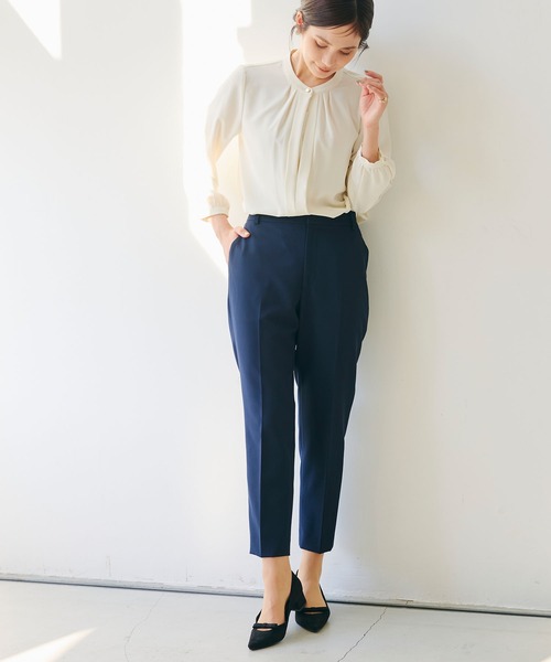 CROSS FUNCTION(クロスファンクション)の「《洗える・シワになりにくい》正解テーパードパンツ 5サイズ展開【CROSS FUNCTION/クロスファンクション】(スラックス・レディース・ネイビー/ブラック/ライトベージュ・7号/9号/11号/13号/15号)」の5枚目の写真
