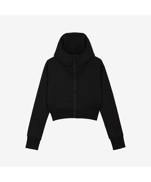 CONCHWEAR（コンチウェア）の「クロップ起毛フードジップアップ (5色)（ジャージ・レディース・ブラック/オリーブ/ブラウン/ライトグレー/ブルー・SMALL/MEDIUM）」の2枚目の写真
