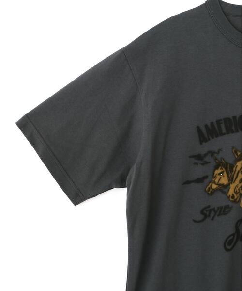 Schott（ショット）の「Schott/ショット/HORSE FLOCKY T-SHIRT/ホース フロッキー Tシャツ（Tシャツ/カットソー・メンズ・ベージュ/チャコールグレー/ホワイト・XL/L/M/2XL）」の20枚目の写真
