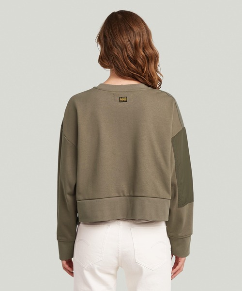 G-STAR(ジースター)の「Heritage Hardware Loose Cropped Sweater/異素材ミックスオーバーサイズルーズクロップドスウェット/トレーナー(スウェット・レディース・ブラウン系その他・MEDIUM/SMALL/X-SMALL)」の2枚目の写真