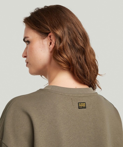 G-STAR(ジースター)の「Heritage Hardware Loose Cropped Sweater/異素材ミックスオーバーサイズルーズクロップドスウェット/トレーナー(スウェット・レディース・ブラウン系その他・MEDIUM/SMALL/X-SMALL)」の3枚目の写真