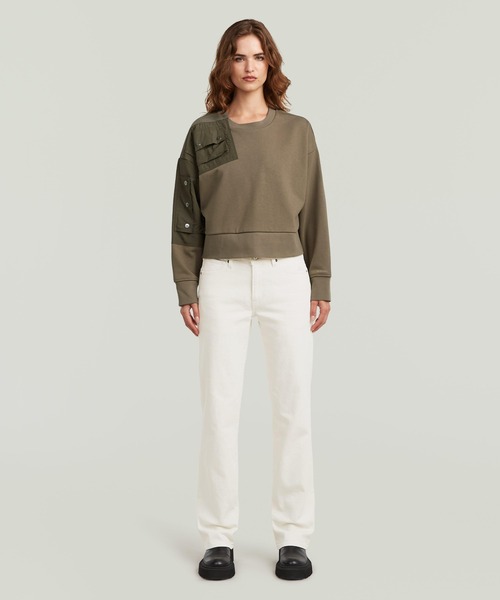 G-STAR(ジースター)の「Heritage Hardware Loose Cropped Sweater/異素材ミックスオーバーサイズルーズクロップドスウェット/トレーナー(スウェット・レディース・ブラウン系その他・MEDIUM/SMALL/X-SMALL)」の4枚目の写真